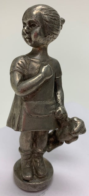 1925 Girl with Teddy Bear Mascot/ Hood Ornament M-235