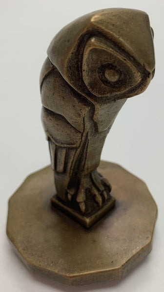 BRONZE FRENCH ART DECO OWL CAR MASCOT HOOD ORNAMENT M-09