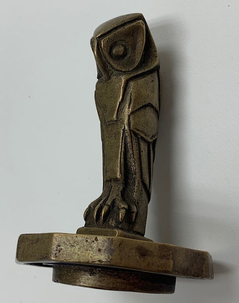 BRONZE FRENCH ART DECO OWL CAR MASCOT HOOD ORNAMENT M-09